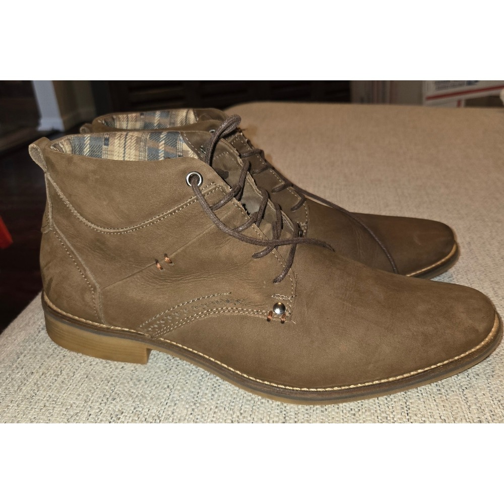 Mariner Mens Brown Leather Chukka Boots Lace Up Ankle Plaid Lined Size 8 - Picture 1 of 5